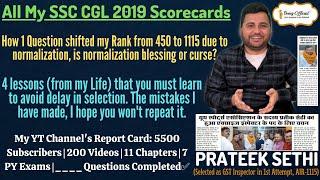 My SSC CGL 2019 Scorecards (Tier-1,2,3,4) | Normalization Effect | My YT Channel's Report Card