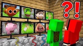 JJ and Mikey Watching for SCARY TAPES MONSTERS on CAMERAS in Minecraft! - Maizen