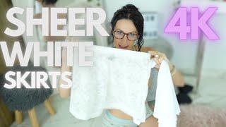 4K TRANSPARENT WHITE MINI SKIRTS TRY ON HAUL KELSEY