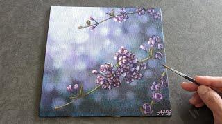 Purple blossoms / how to paint Cherry blossoms / Bokeh background / painting tutorial #67