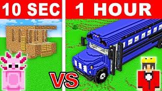 10 Seconds vs 1 Hour - Bus House Build Challenge in Minecraft