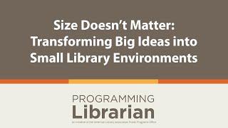 Size Doesn't Matter: Transforming Big Ideas into Small Library Environments