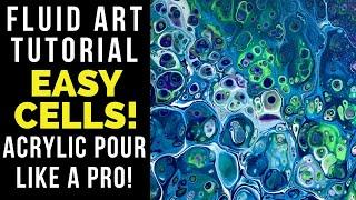 EASY CELLS Fluid Art Acrylic Pouring Tutorial | Poured Soul Art | Music by Elephant_Funeral