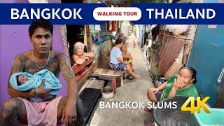 Khlong toei SLUMS BANGKOK Thailand   Walking tour 2023