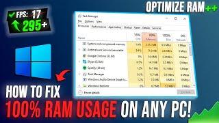 FIX 100% RAM USAGE on WINDOWS - Optimize RAM with BEST SETTINGS