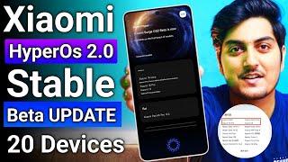 Xiaomi HyperOs 2.0 Stable Beta Update For 20 Xiaomi Device | Newly added