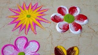 22 Flowers Rangoli Designs | Shedding Flowers Rangoli | Easy Rangolis | Relaxing | Beginners Rangoli