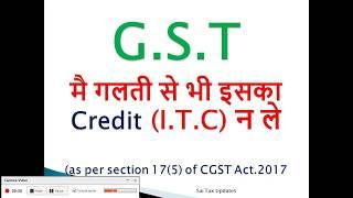 Negative List of ITC under CGST Act. 2017