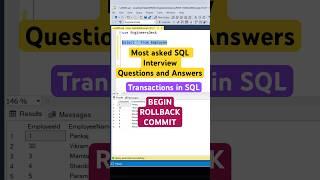 Begin, Rollback and Commit - Transactions in SQL #shorts #coding #sql #sqlqueries #sqlserver