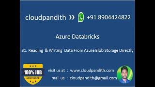 31.Reading files from azure blob storage Directly in Azure Databricks, Writing files to blob storage