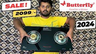 Butterfly Smart Glass Top 2 Burner Open Gas Stove (Black), Manual Ignition | Tamil | under 2500