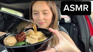 ASMR SPICY RAMEN NOODLES in my car! (no talking, FULL FACE!) | kakes-ASMR