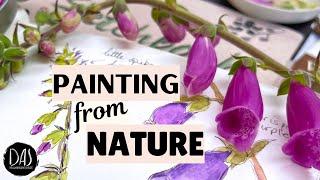 Opening my Strathmore Journal - Painting and Drawing Watercolor Foxgloves from start to finish!