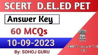 ANSWER KEY DELED 2023 || SCERT DELED PET ANSWER KEY || Deled entrance exam answer key 2023