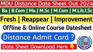 Mdu Ba Distance Date Sheet Out 2024 | Mdu Ma Distance Date Sheet Out | Mdu DDE Reappear datesheet