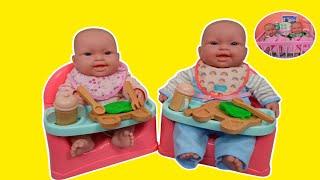 la Newborn Baby Doll Twins Evening Routine feeding and changing baby doll videos