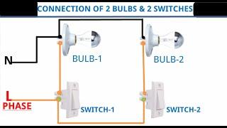 Two Bulbs & Two Switches connection. Connection of 2 Bulbs & 2 Switches.