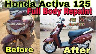 Honda Activa 125 Full Body Repaint||पुरानी Activa ko नया Condition बनाड़िया|Pal Auto Tech|Ranjit pal