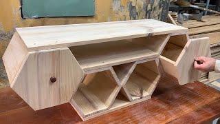 Amazing Unique Design Woodworking Projects Never Limit - Build A TV Stand With Honeycomb Storage Box