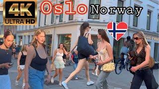 4K Oslo, Norway walk tour, Perfect Hot Summer Day النرويج