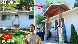 This DIY Project TRANSFORMED my Home's Curb Appeal (How to Build a Gable Porch Roof + Free Plans!)