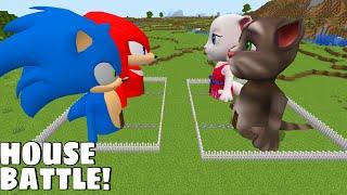 HOUSE BATTLE OF TOM AND ANGELA vs SONIC AND KNUCKLES in Minecraft - Gameplay - Coffin Meme