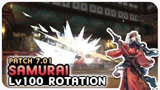 Updated 7.01 SAMURAI Level 100 Rotation Showcase | 2.14s GCD | 4 Mins | Dawntrail Patch 7.01