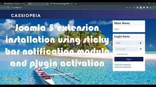 Joomla 5 extension installation using sticky bar notification module and plugin activation