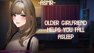 [ASMR] [ROLEPLAY] older girlfriend helps you fall asleep (binaural/F4A)