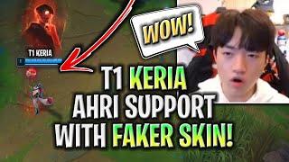 KERIA CRAZY NEW META AHRI SUPPORT! *FAKER AHRI SKIN* | T1 Keria Plays Ahri Support vs Ashe!