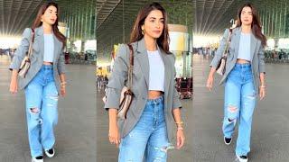 Pooja Hegde Makes a Stylish Entry at Mumbai Airport 