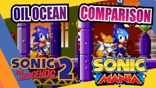 Sonic Mania and Sonic 2 (Oil Ocean Zone) Side by Side Comparison