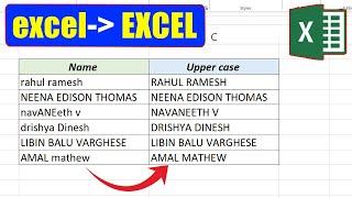 How to convert Small letters to Capital letters in Excel