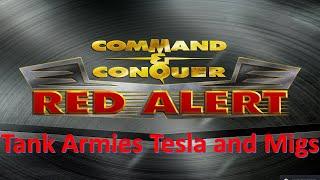 Command and Conquer Red Alert Remastered ffa (Big Tank Armies, Tesla and Migs)