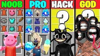 Minecraft Battle: PIGGY LSCRAFT CRAFTING CHALLENGE - NOOB vs PRO vs HACKER vs GOD ~ Funny Animation