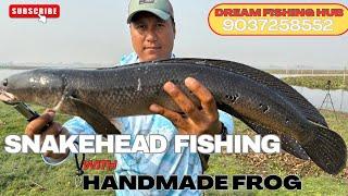 Snakehead fishing with handmade frog   Indonesian frog  ￼