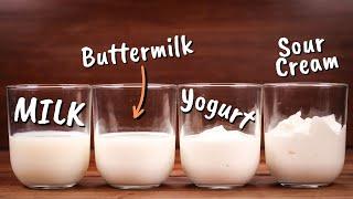 Milk, Buttermilk, Yogurt & Sour Cream Compared I Principles of Baking