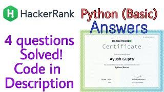 HackerRank Python Certification Solution || Free Certification || HackerRank