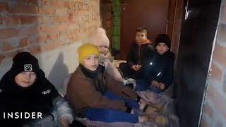 Ukrainian Children Hide In Basement For Shelter