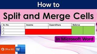 Quickly SPLIT and MERGE CELLS in MS Word 365 | How to merge cells in MS Word