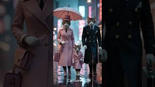 Cute kittens enjoying rain  with Parents | kittens walk outside #cute #kittenslovers #shorts