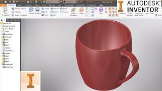 Autodesk inventor tutorial l How to Design a Coffee Mug l Autodesk inventor revolve, swept & Shell