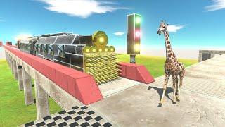 Dangerous Jet Train At The Crossroads | Who Can Go To McDonald's - Animal Revolt Battle Simulator