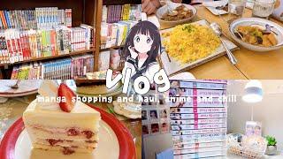 manga shopping + haul, chill at home, anime marathon | vlog