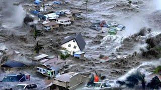 A moment ago!! Tsunami in California USA, big waves destroyed the pier, one died