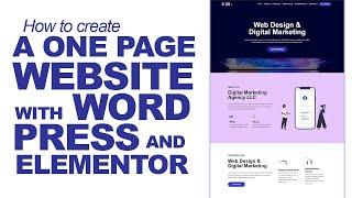 How to create a Responsive One page website Using Elementor | Digital Marketing Agency website