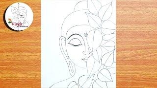 How to draw LORD BUDDHA Step by Step | Easy LORD BUDDHA drawing for beginners