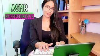 ASMR RECEPCIONISTA(Sonido de teclado y Soft Spoken)