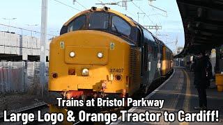 Trains at Bristol Parkway, GWML | Top and Tail Tractors to Cardiff! Large Logo 37407 & ORANGE 37405!