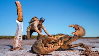 30 DAYS SOLO Living off The Land - GIANT CRAB - Catch and Cook.. DAY 1